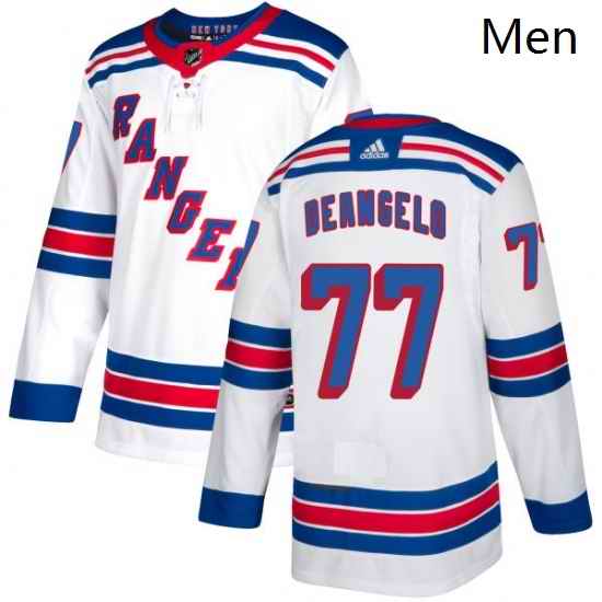 Mens Adidas New York Rangers 77 Anthony DeAngelo Authentic White Away NHL Jersey